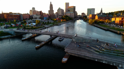 Providence waterfront and pedestrian bridge